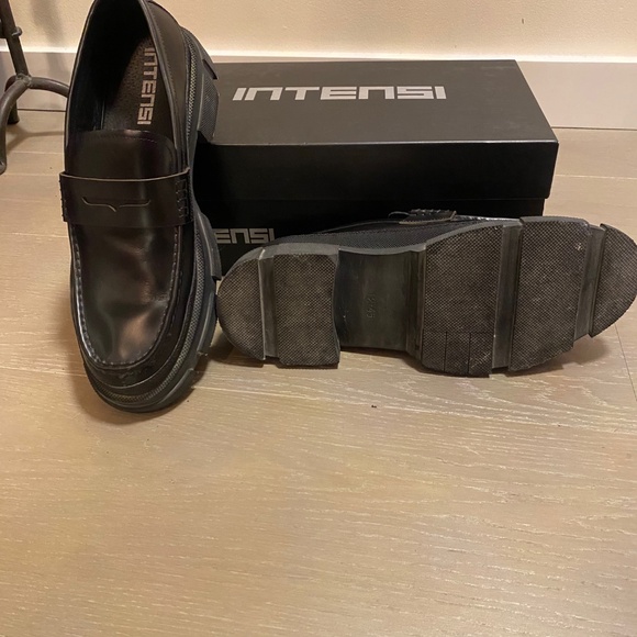 INTENSI  black mens loafers with a chunky sole, in size 12/45 - Picture 6 of 8